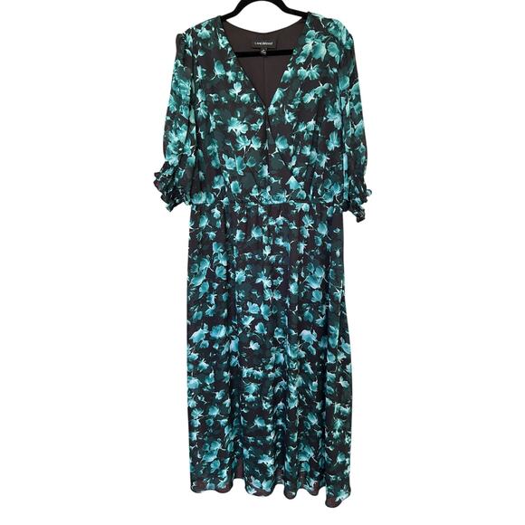 Lane Bryant Women's Teal Floral Crossover Floral Maxi Dress Size 20 Plus Size - Picture 4 of 8